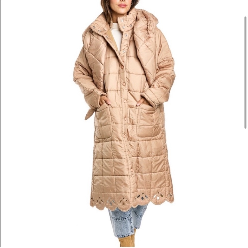 *NWT*Sea New York Quilted Long Puffer Coat Oversized Khaki Tan Neutral
